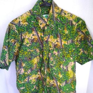 Vintage Brushlan camo hunting woods camp Shirt.